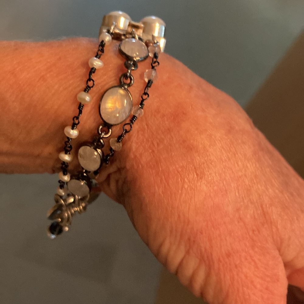 Silver bracelet with moonstones - Picture 2 of 7